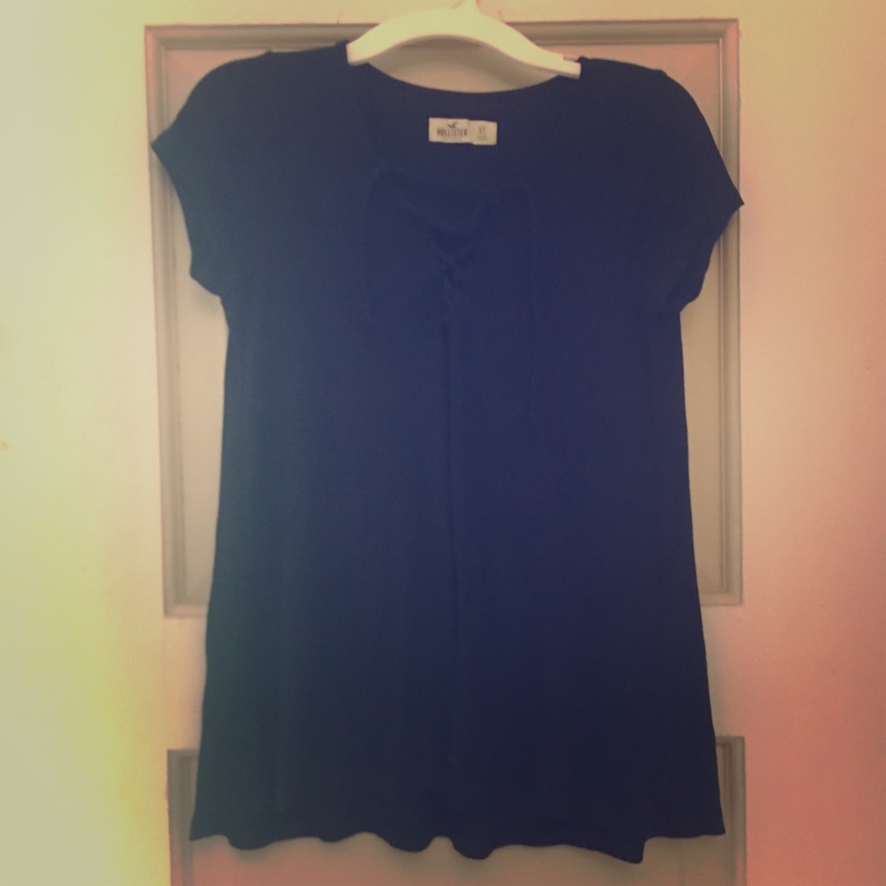 Hollister short sleeve lace up neck shirt